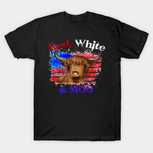 Highland Cow Red White & Moo T-Shirt